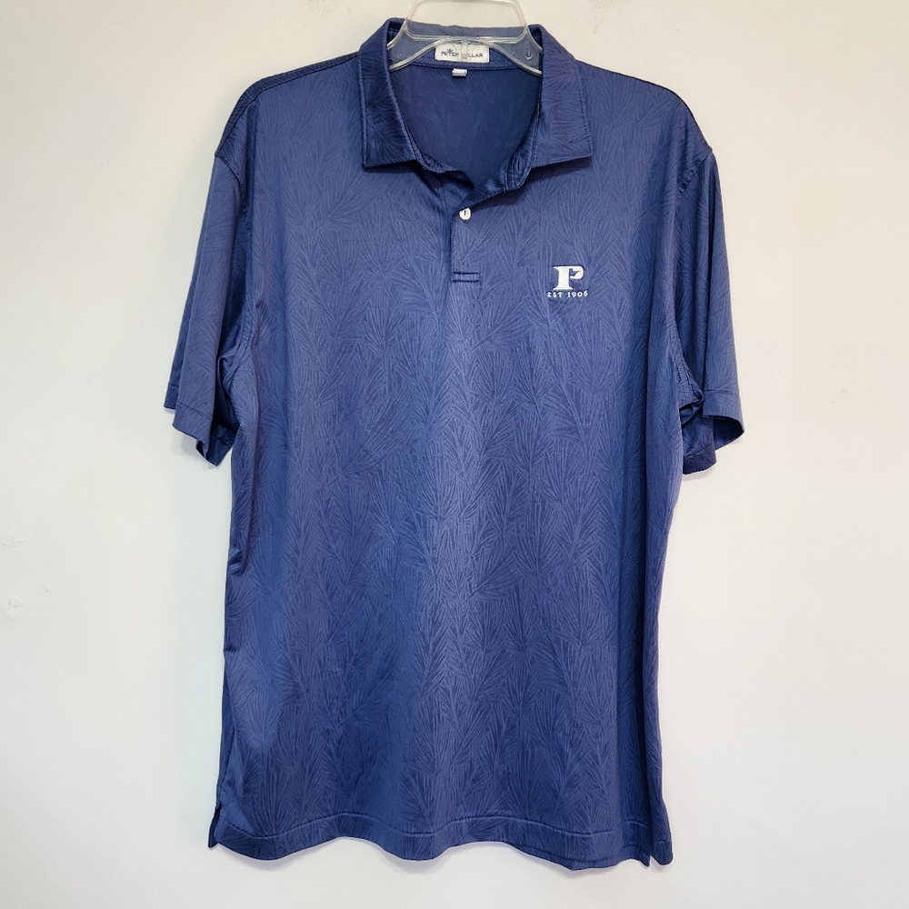 Peter Millar Polo Subtle Leaf Pattern Navy "P Est… - image 1